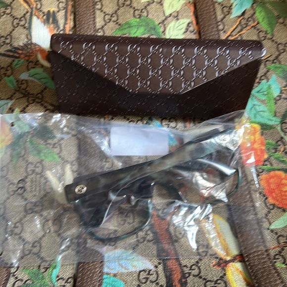 NEW GUCCI DOUBLE GG SUNGLASSES FRAME EYEBROW MASK BLUE TORTOISE 3782 TEAL BROWN - Picture 5 of 16